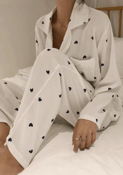 우주블리 여성잠옷 하트파자마 블랙하트 레이스 차르르 투피스 홈웨어